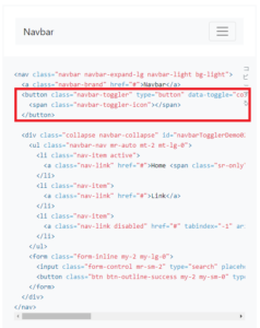 bootstrapのナビゲーションバーのトグルコード
