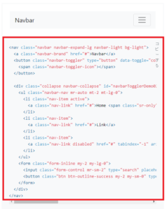 bootstrapのナビゲーションバーのトグルコード